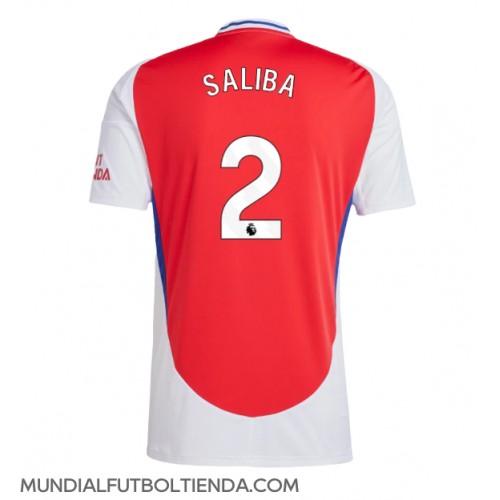 Camiseta Arsenal William Saliba #2 Primera Equipación Replica 2024-25 mangas cortas